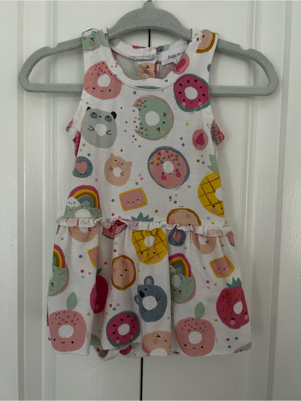 Angel Dear 0-3 month bamboo ruffle bubble romper dress donut print